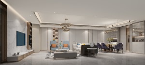 深圳宝生Midtown-现代风格-198㎡平层-客厅装修效果图