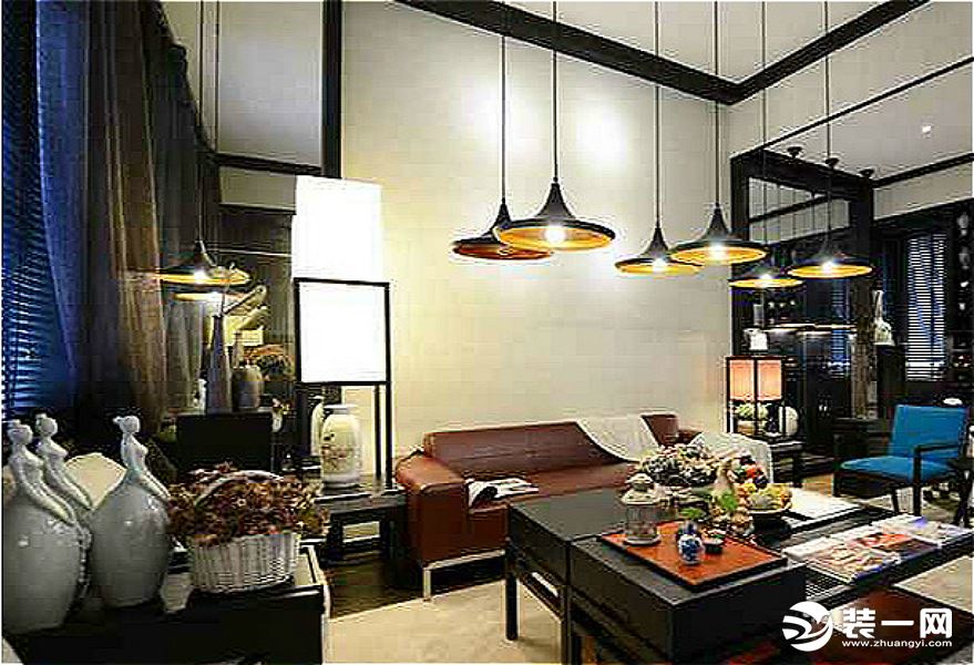 韩城国际150平中式风格三居室客厅沙发墙