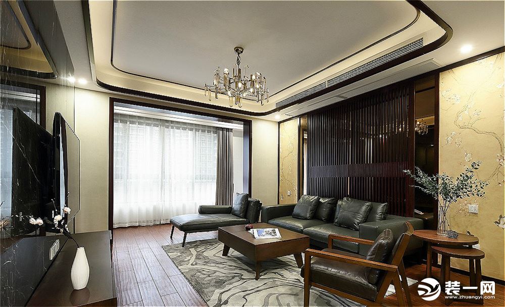 新城风景120平中式风格三居室客厅沙发背景墙