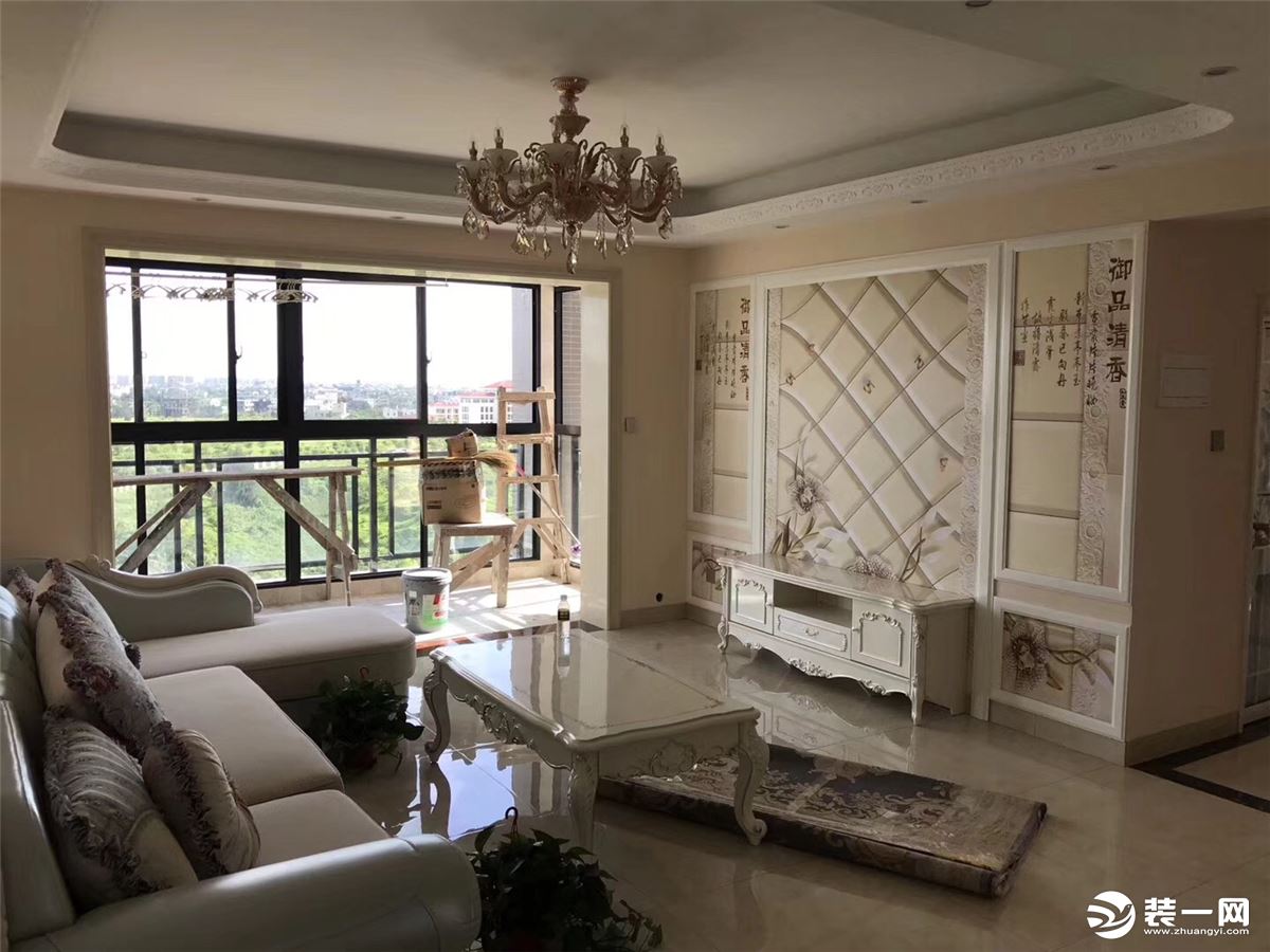 海南江东水岸140平三居室现代风格装修样板房客厅
