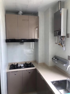 海南绿地城灰色调120平三居室简约装修样板厨房