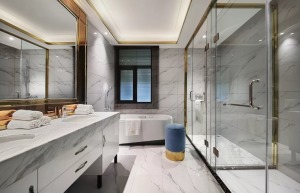 【潍坊喜鹊装饰】复式230平米欧式风格装修效果图卫生间浴室