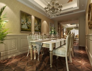 法式风格客厅设计时也与自然元素结合在一起，表现一种自然、舒适、惬意的感觉，这正室浪漫、优雅的法式风格
