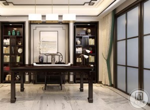 新中式风格的家具多选择深色家具，枪色颜色搭配多选择黑色、白色和灰色为基调，局部使用红色、黄色和绿色等