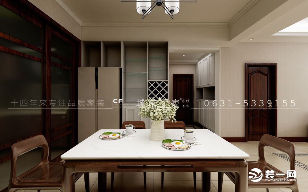 威海山花·泰和府140平三居室现代简约风格餐桌