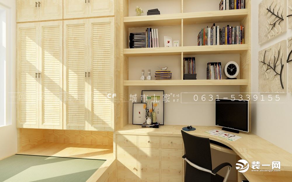 威海阳光海上城120平三居室现代风格书桌