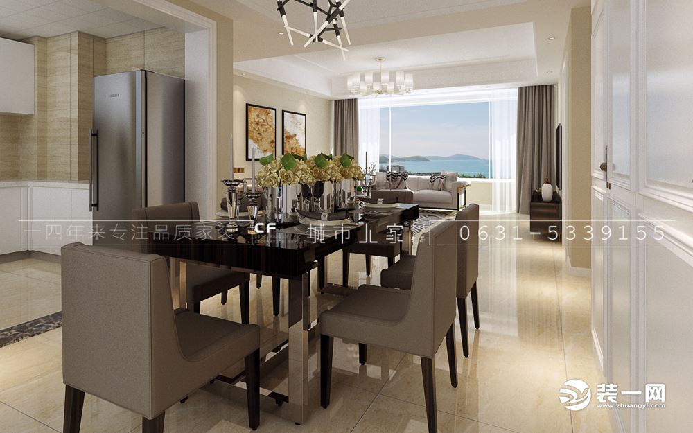 威海当代传奇160平三居室现代风格餐桌