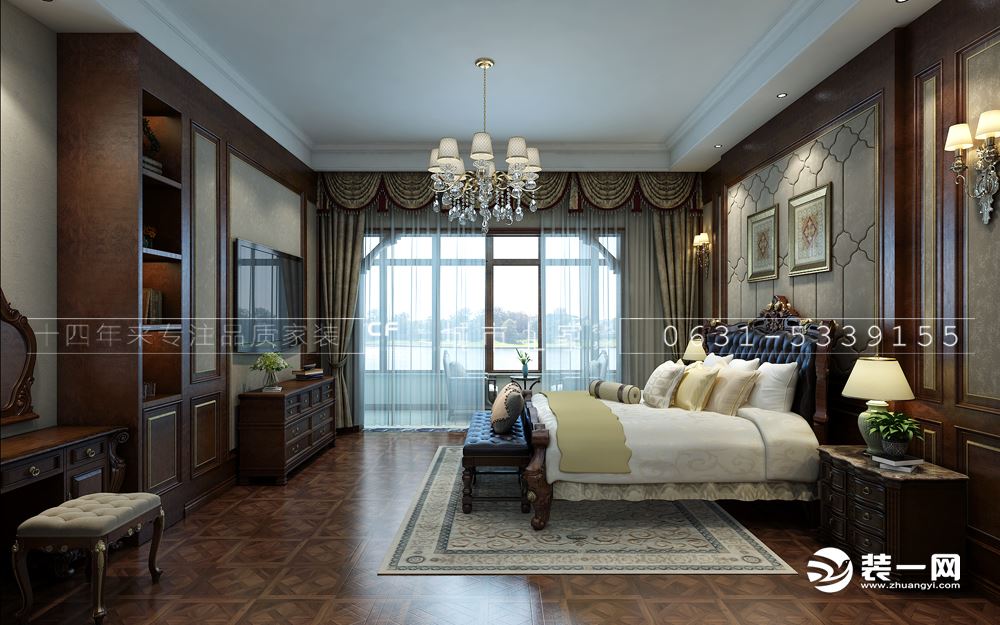 威海龙润国际245平别墅美式风格卧室