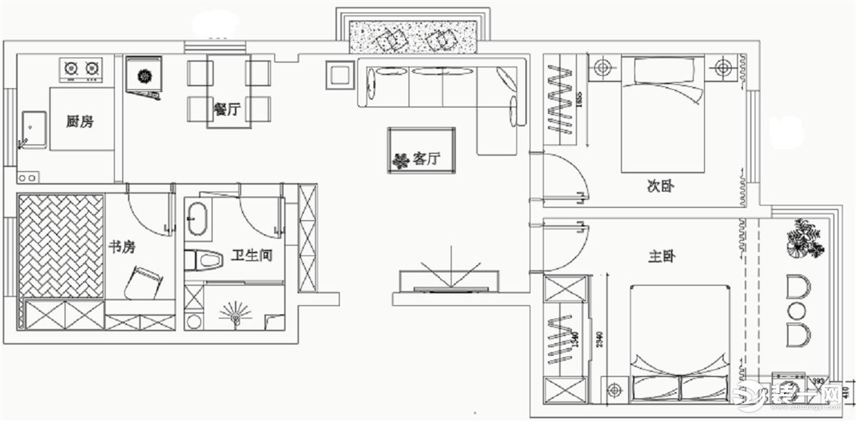 2室 2 厅 1 卫 1 厨