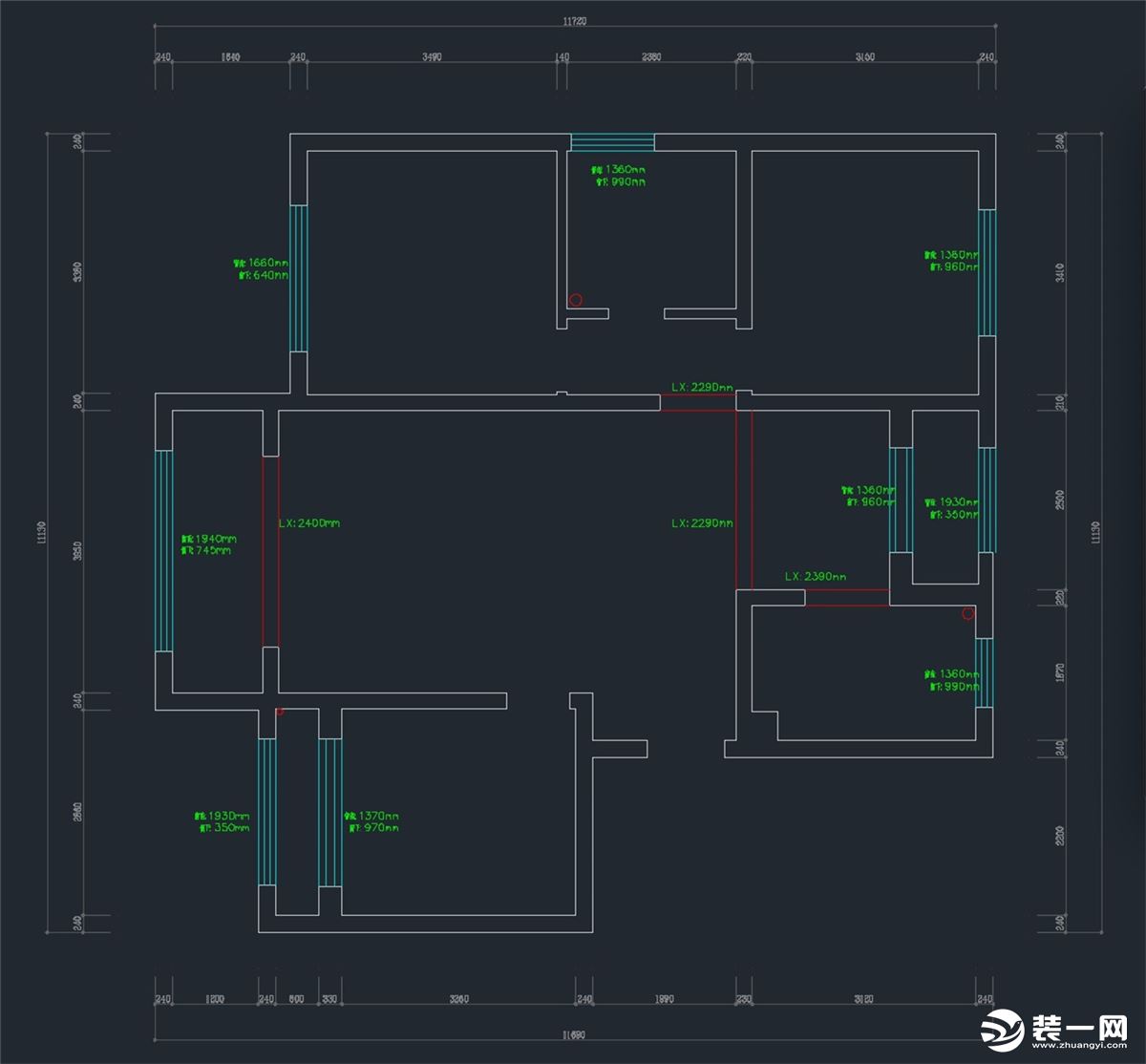 原始户型图  ~业主为年轻夫妇，刚需住房，业主喜欢时尚简约的黑白灰风格