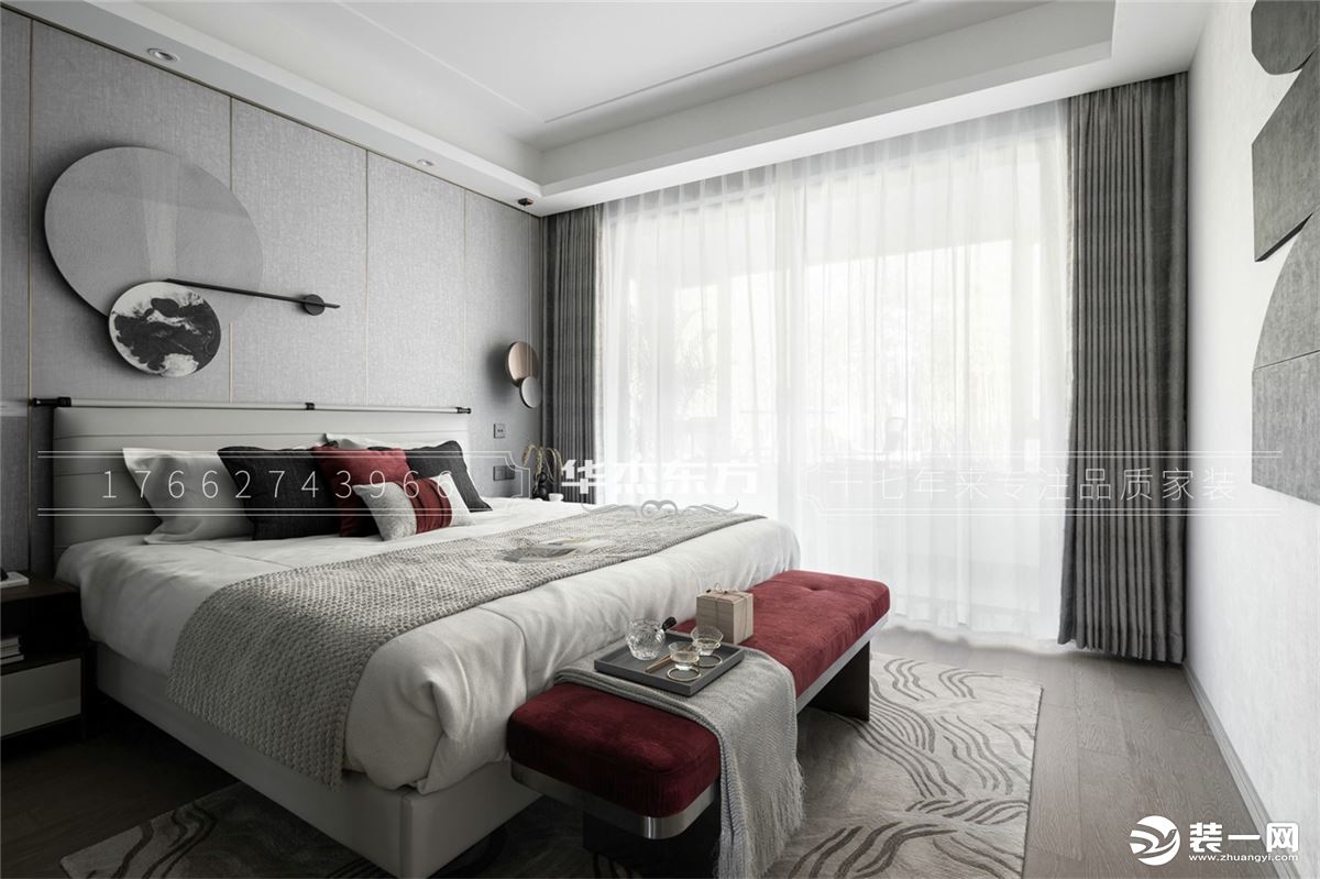 卧室的设计也是简单大方 充满现代感的设计颜色清新淡雅 增加一些装饰尽显古风