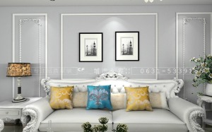 威海山花·泰和府120平二居室简欧风格沙发背景墙
