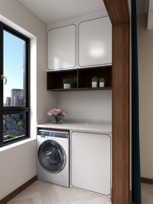 阳台设置洗衣机 不占用空间 更具洗、晾晒、收取的功能