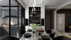 餐厅的椅子与长型的餐桌给餐厅增添了高品质的风格 很有质感