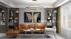 厅：客厅电视墙，硬包，隐形门 运用分块的形式丰富空间的线条感、质感。