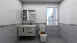 卫生间就用简单的白灰色系来做的显得空间大