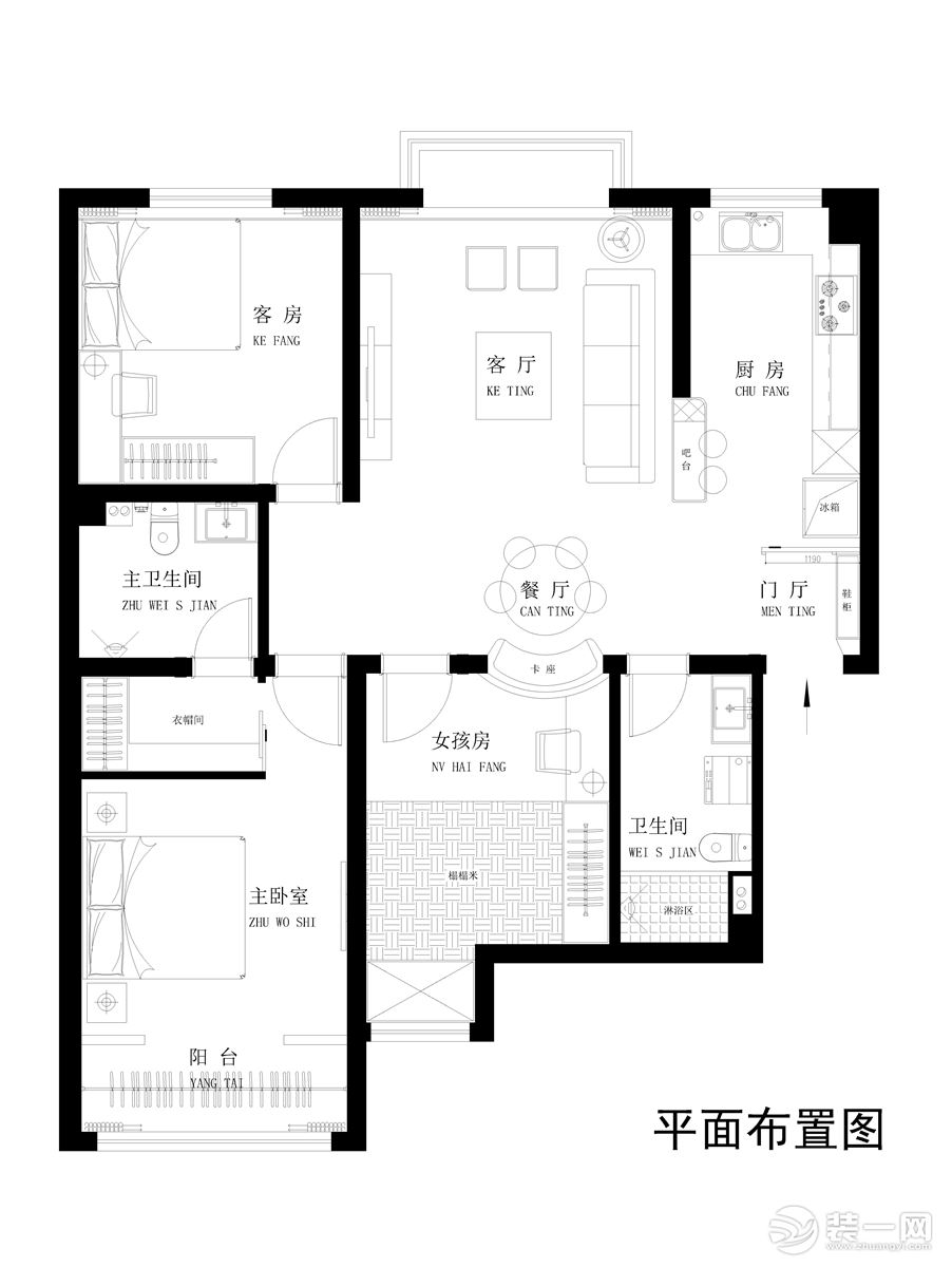 太原今朝裝飾華峪東區(qū)--130平三居現(xiàn)代風(fēng)格效果圖