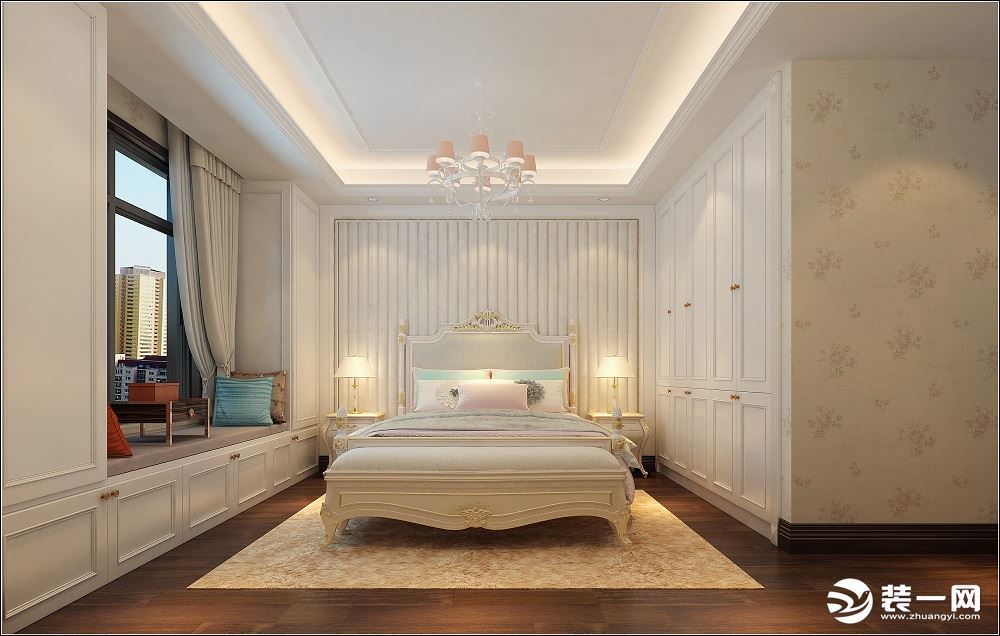 太原拉菲公馆200平欧式风格装修效果图--卧室