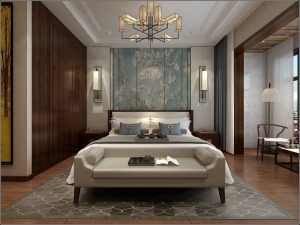 太原复式楼装修 | 160平新中式风格装修效果图--卧室