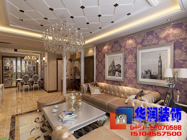 哈尔滨香林名苑100平米三居室现代风格客厅