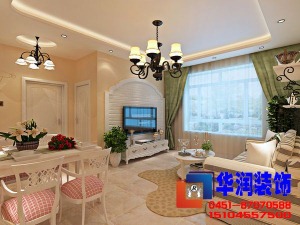 哈尔滨会展城上城二期56平米两居室田园风格客厅