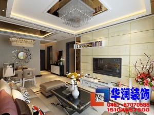 哈尔滨三松宜家60平米两居室现代风格客厅电视背景墙