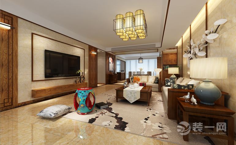 博林金谷-360平- 造价56万 中式风格客厅效果图