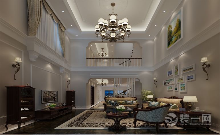 融科紫檀 190平 三居室 造价21万 -美式风格-客厅效果图
