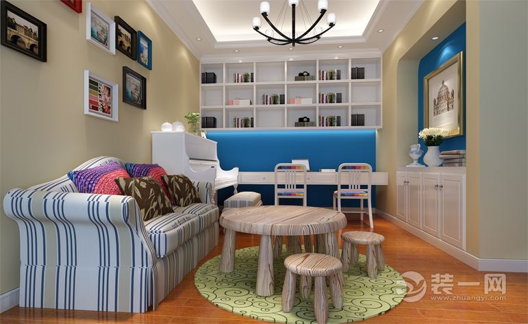 融科紫檀 190平 三居室 造价21万 -美式风格-书房效果图