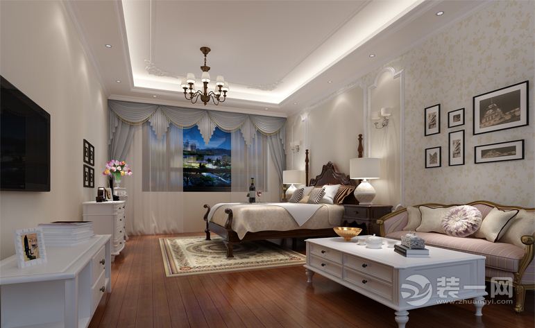 融科紫檀 190平 三居室 造价21万 -美式风格-主人房效果图