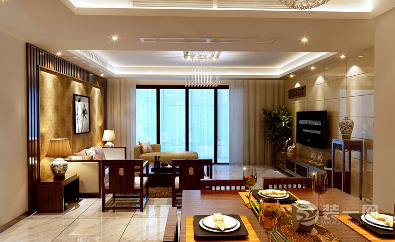滨湖名苑-160平-四居室 造价15万 中式风格客厅效果图