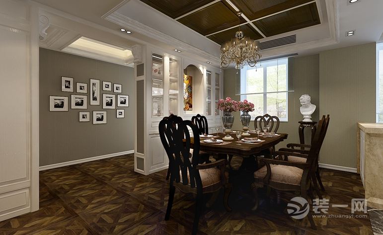 康桥蓝湾-150平 造价18万 美式风格装修效果图餐厅效果图