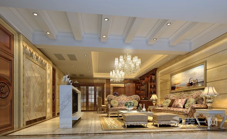 湘绣城 158平 三居室 造价15万 欧式风格客厅效果图
