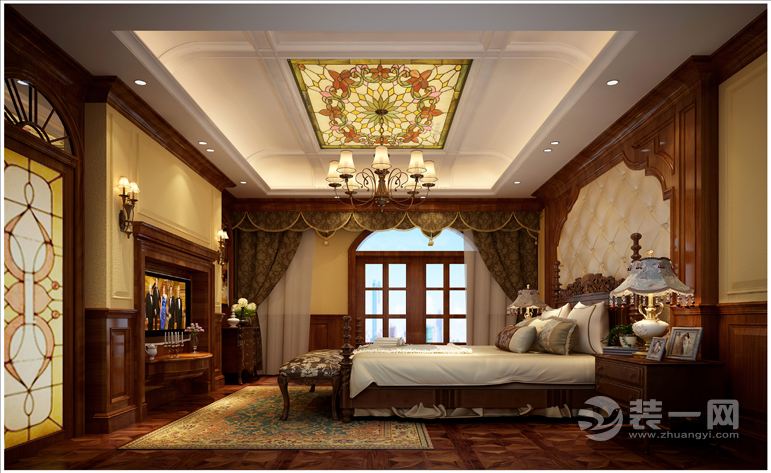 美的城-99平 二居室 造价10万 美式风格卧室效果图
