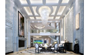 保利国际 330平 四居室 造价30万 欧式风格客厅效果图