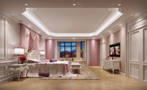保利国际 330平 四居室 造价30万 欧式风格女儿房效果图