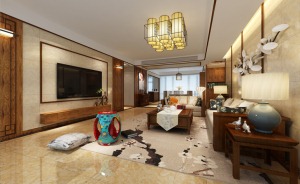 博林金谷-360平- 造价56万 中式风格客厅效果图