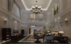 益阳碧桂园-346平 造价39万 -欧式风格客厅效果图