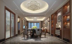 鑫远尚玺-374平 造价56万 中式风格餐厅效果图