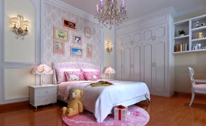 第六都 143㎡三居室 造价15万 欧式风格小女孩房效果图