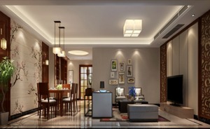 四季星城-200平-四居室 造价25万 中式风格客厅效果图