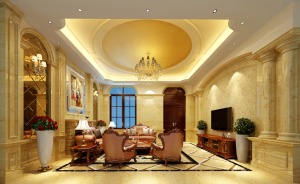 筑梦园-480平 别墅 造价67万 欧式风格客厅效果图