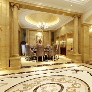 筑梦园-480平 别墅 造价67万 欧式风格餐厅效果图