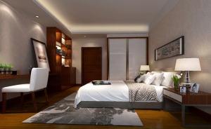 保利中汇-200㎡ 造价26万 中式风格卧室装修效果图
