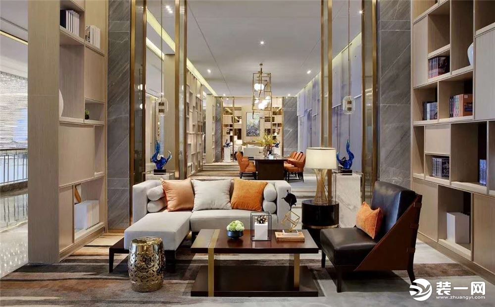 居众装饰翡翠山320平现代风格客厅沙发背景效果图