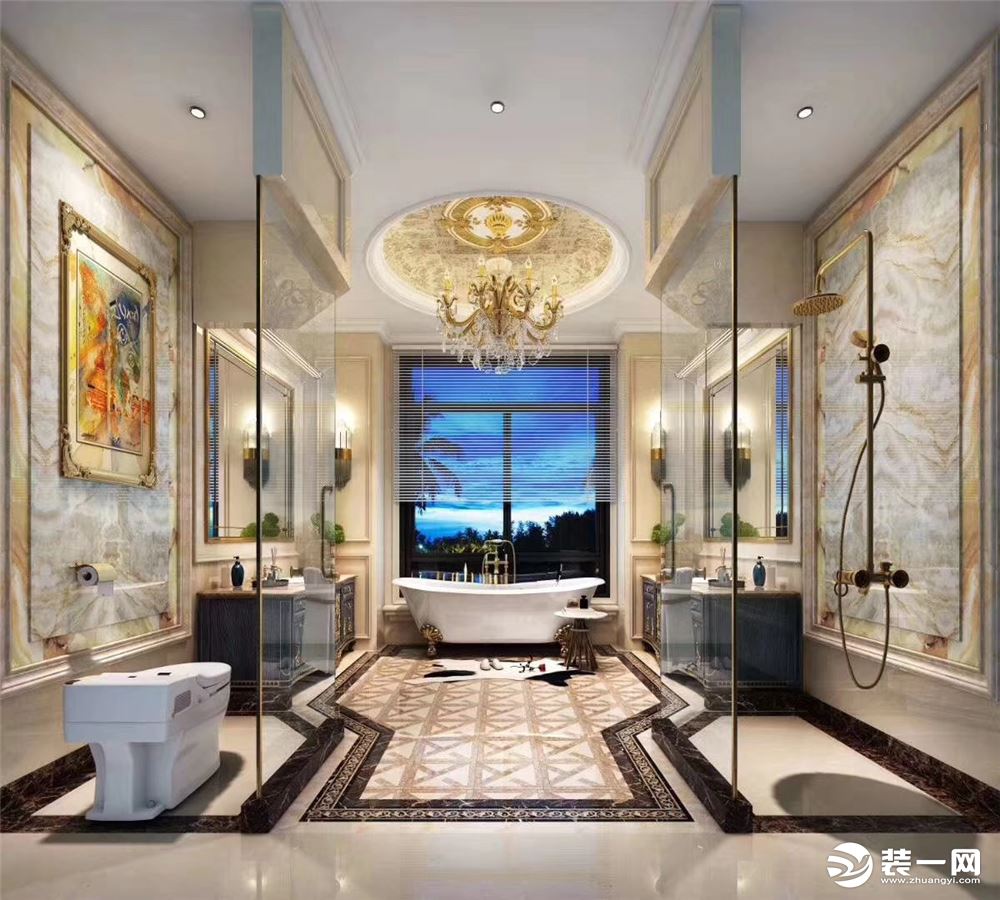 惠州居众装饰保利山水城别墅欧式风格洗手间效果图
