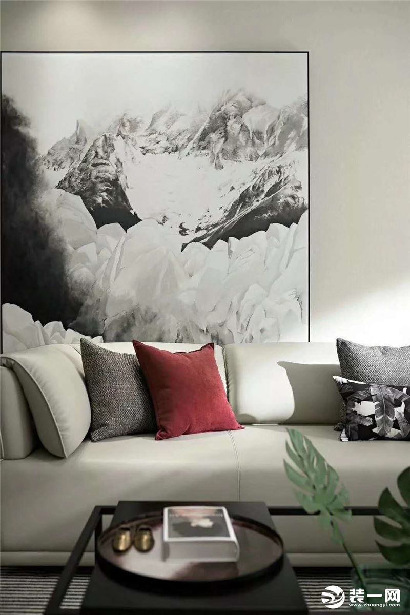 惠州居众装饰370平别墅浪琴湾中式风格沙发背景效果图