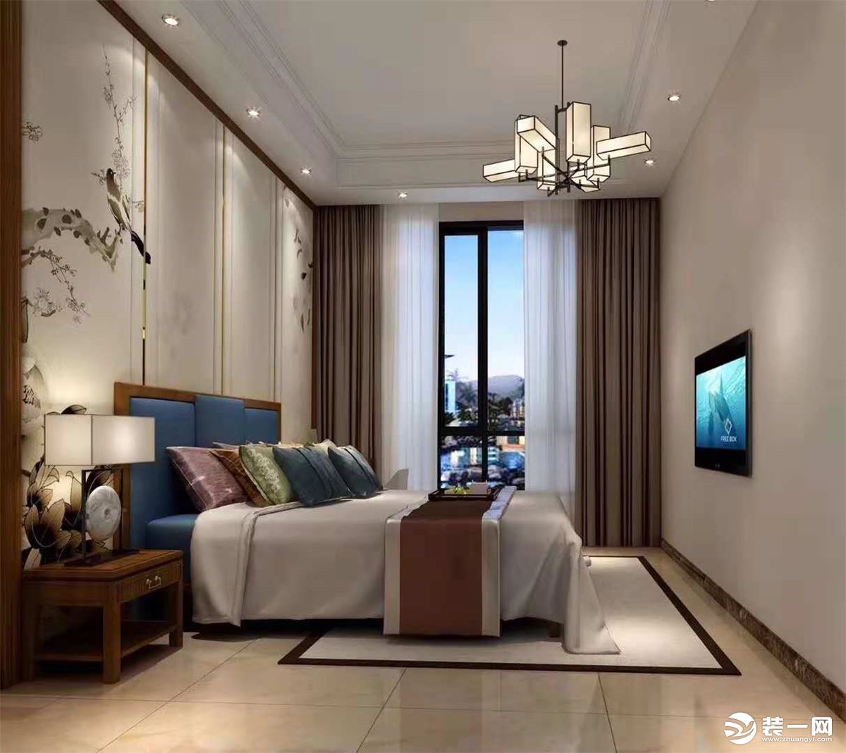 惠州居众装饰恒大棕榈岛320平中式风格长辈房效果图