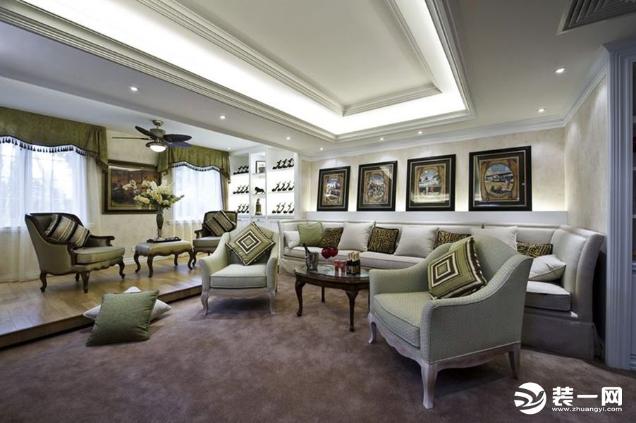 惠州居众装饰139平保利达江湾南岸欧式风格客厅效果图