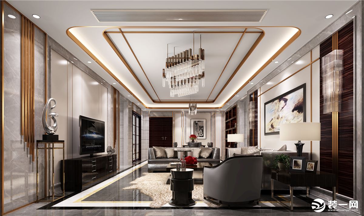 惠州居众装饰翡翠山450平方现代风格起居厅效果图